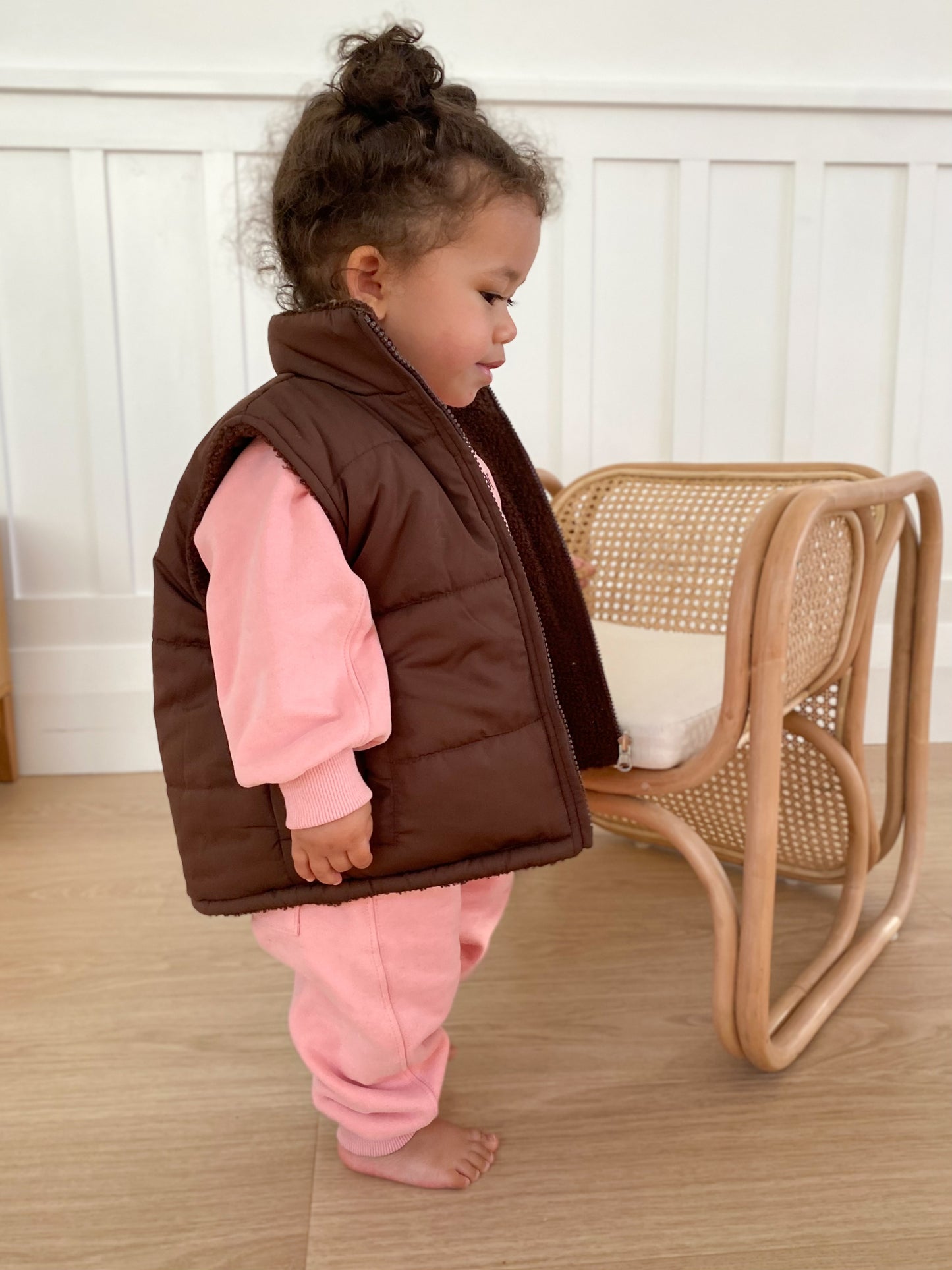 Reversible Chocolate Puffer/Teddy Vests | Kids