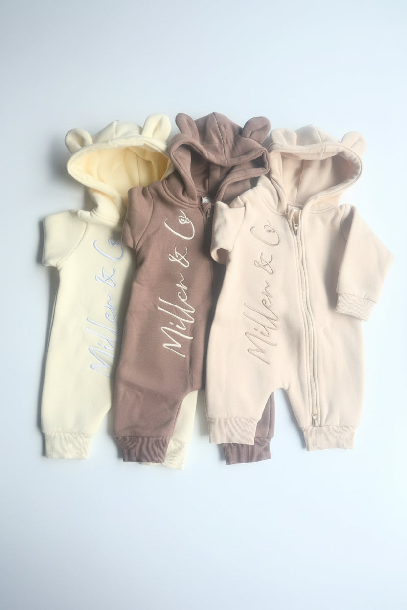 Miller & Co signature bear ear romper