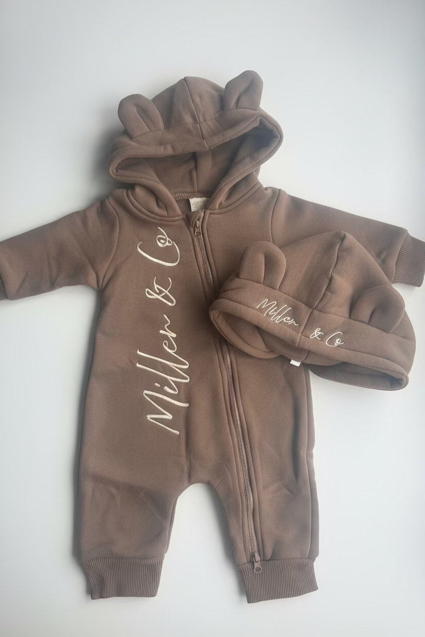 Miller & Co signature bear ear romper