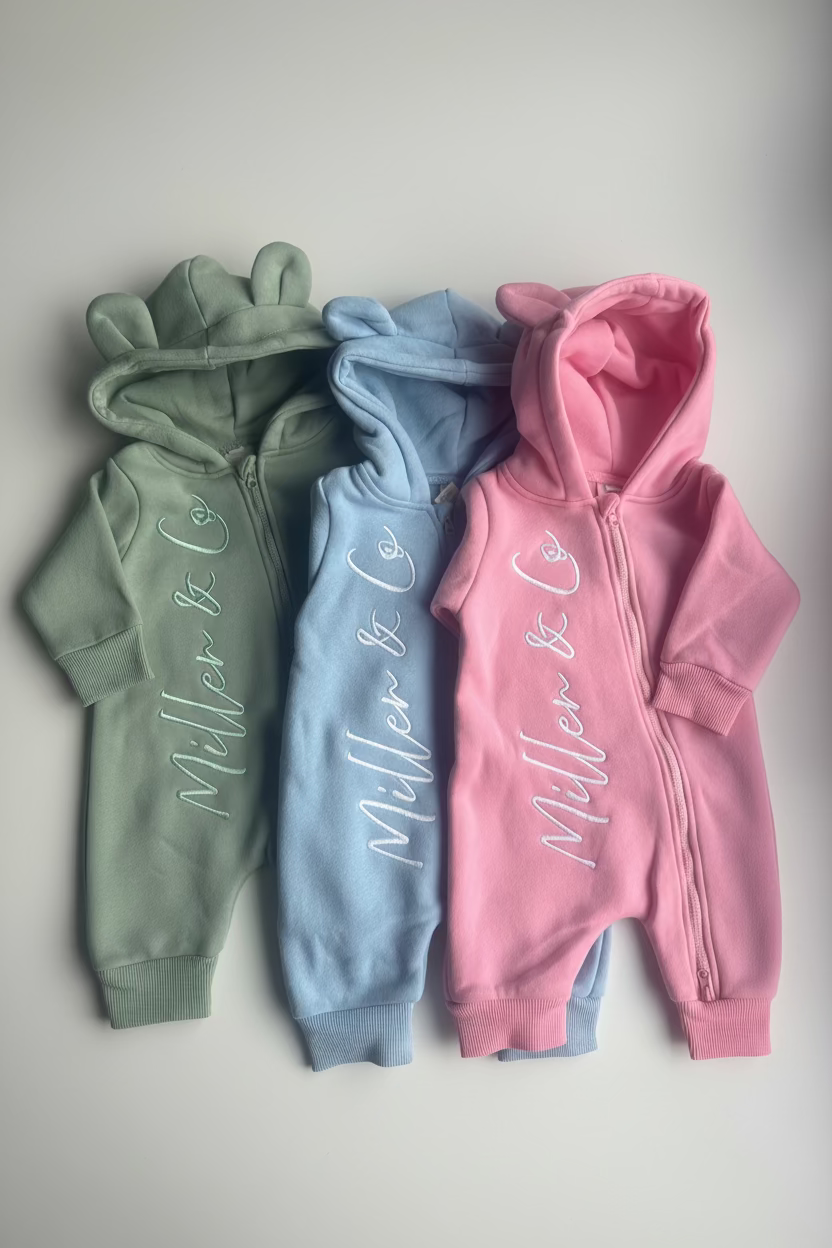 Miller & Co signature bear ear romper