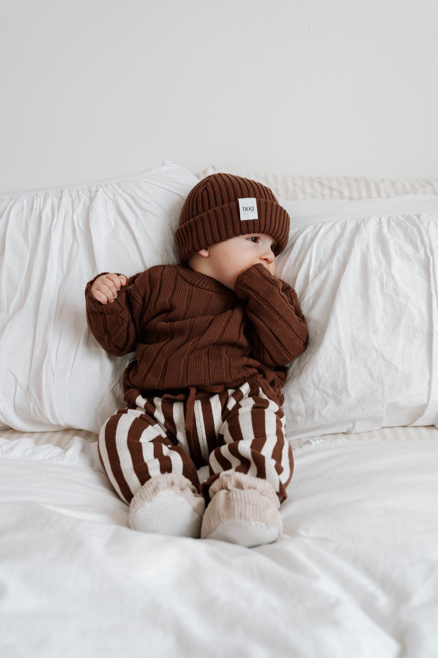 Wide Leg Stripe Pants | Cacao