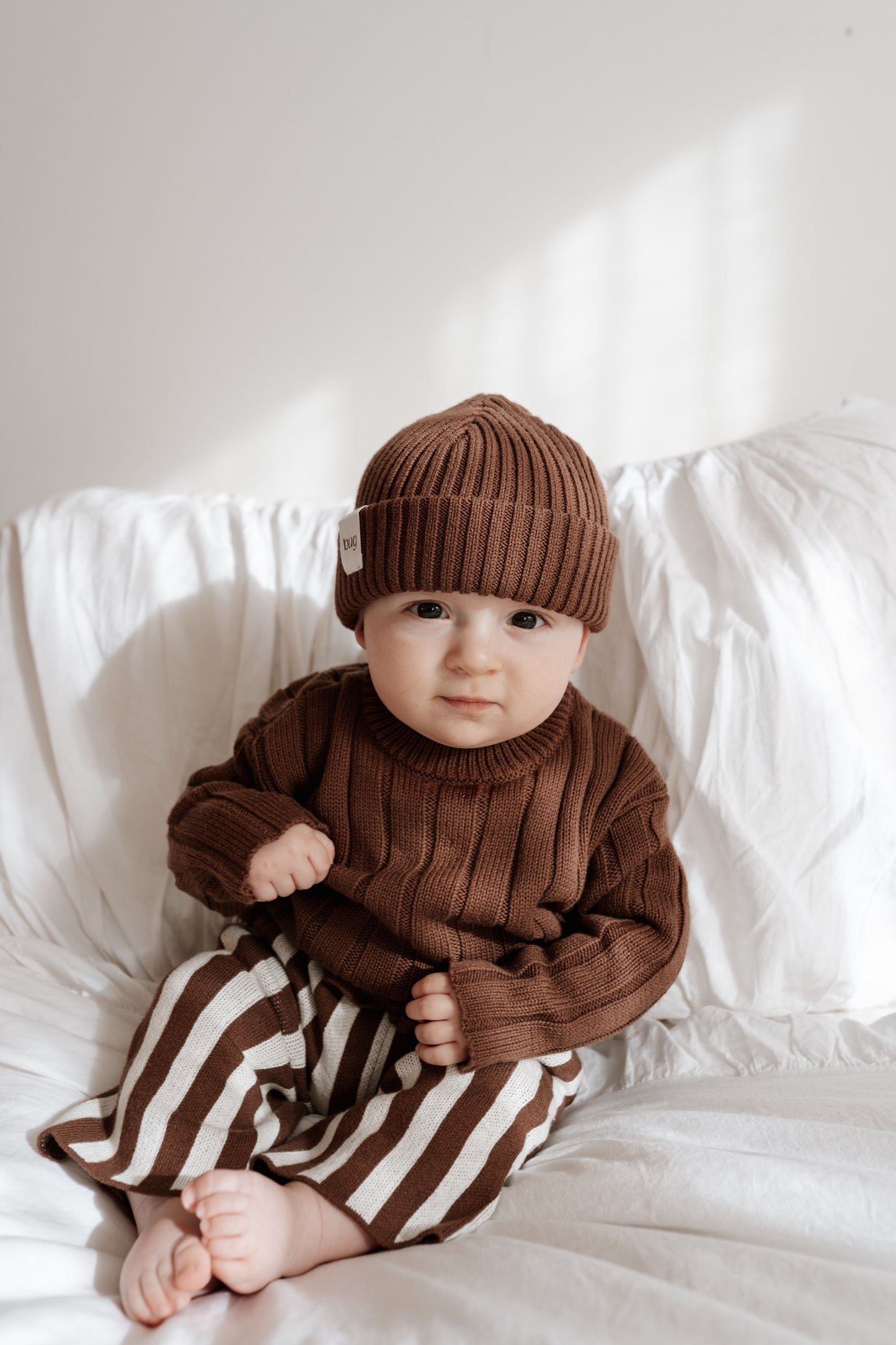 Wide Leg Stripe Pants | Cacao