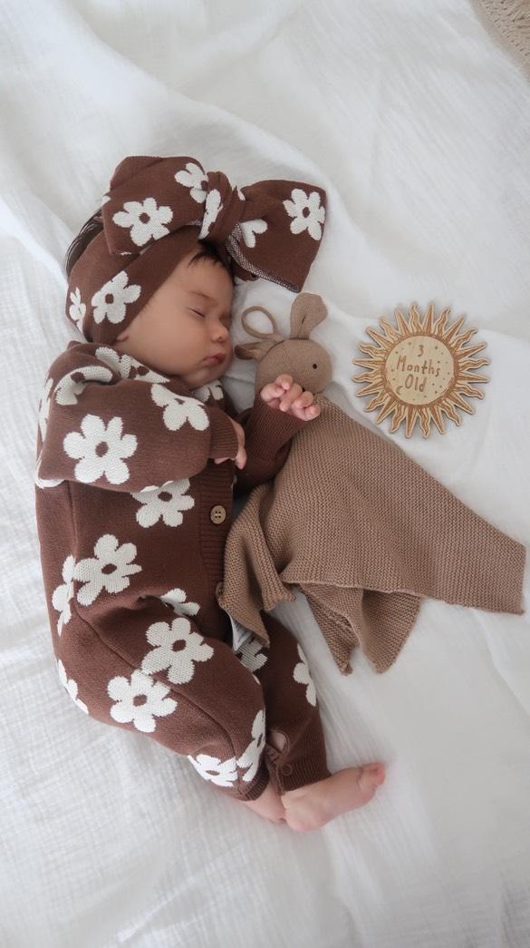 Daisy Romper, Booties, Topknot and Bunny Comforter